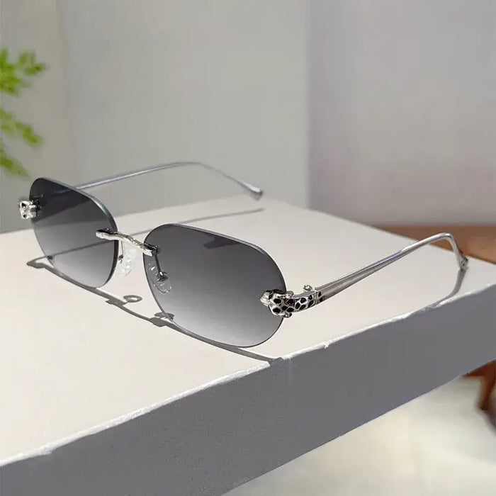 Luxury Rimless Oval Vintage Gradient Casual Shades Sunglasses ✨