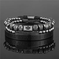 - Luxury Royal King Crown Bracelet Set For Men Stainless Steel Bangle 👑