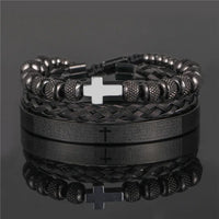 - Luxury Royal King Crown Bracelet Set For Men Stainless Steel Bangle 👑