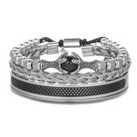 - Luxury Royal King Crown Bracelet Set For Men Stainless Steel Bangle 👑