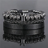 - Luxury Royal King Crown Bracelet Set For Men Stainless Steel Bangle 👑