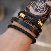 - Luxury Royal King Crown Bracelet Set For Men Stainless Steel Bangle 👑