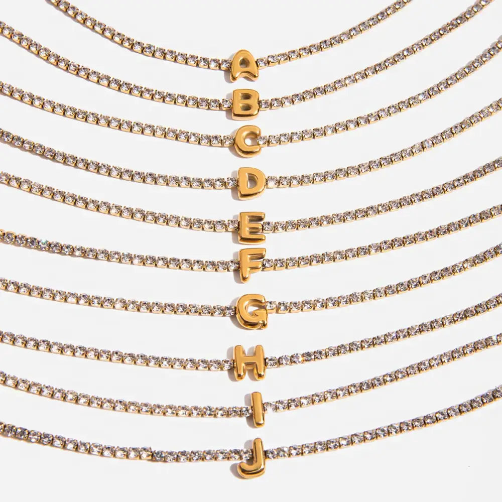 Luxury Shiny Rhinestone Chain Letter Bracelet for Women waterproof  ✨