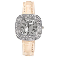 Luxury Square Ladies Full Star Diamonds Quartz Watch Casual Green Leather 💎