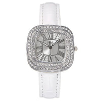 Luxury Square Ladies Full Star Diamonds Quartz Watch Casual Green Leather 💎