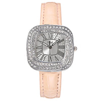 Luxury Square Ladies Full Star Diamonds Quartz Watch Casual Green Leather 💎