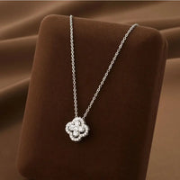 Luxury Titanium Steel Lucky Clover Flower Pendant Necklace ✨