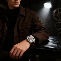 Luxury Tonneau Leather Watch Men Business Quartz Watches  ⌚️