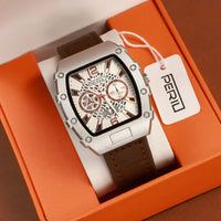 Luxury Tonneau Leather Watch Men Business Quartz Watches  ⌚️