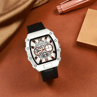 Luxury Tonneau Leather Watch Men Business Quartz Watches  ⌚️