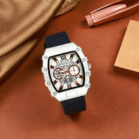 Luxury Tonneau Leather Watch Men Business Quartz Watches  ⌚️