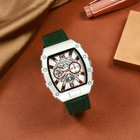 Luxury Tonneau Leather Watch Men Business Quartz Watches  ⌚️