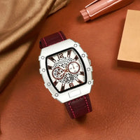 Luxury Tonneau Leather Watch Men Business Quartz Watches  ⌚️