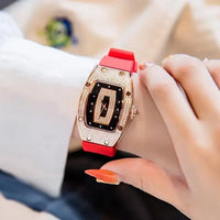 Luxury Tonneau Watches For Woman Crystal Silicone Jelly Quartz Watch⌚️