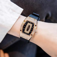 Luxury Tonneau Watches For Woman Crystal Silicone Jelly Quartz Watch⌚️