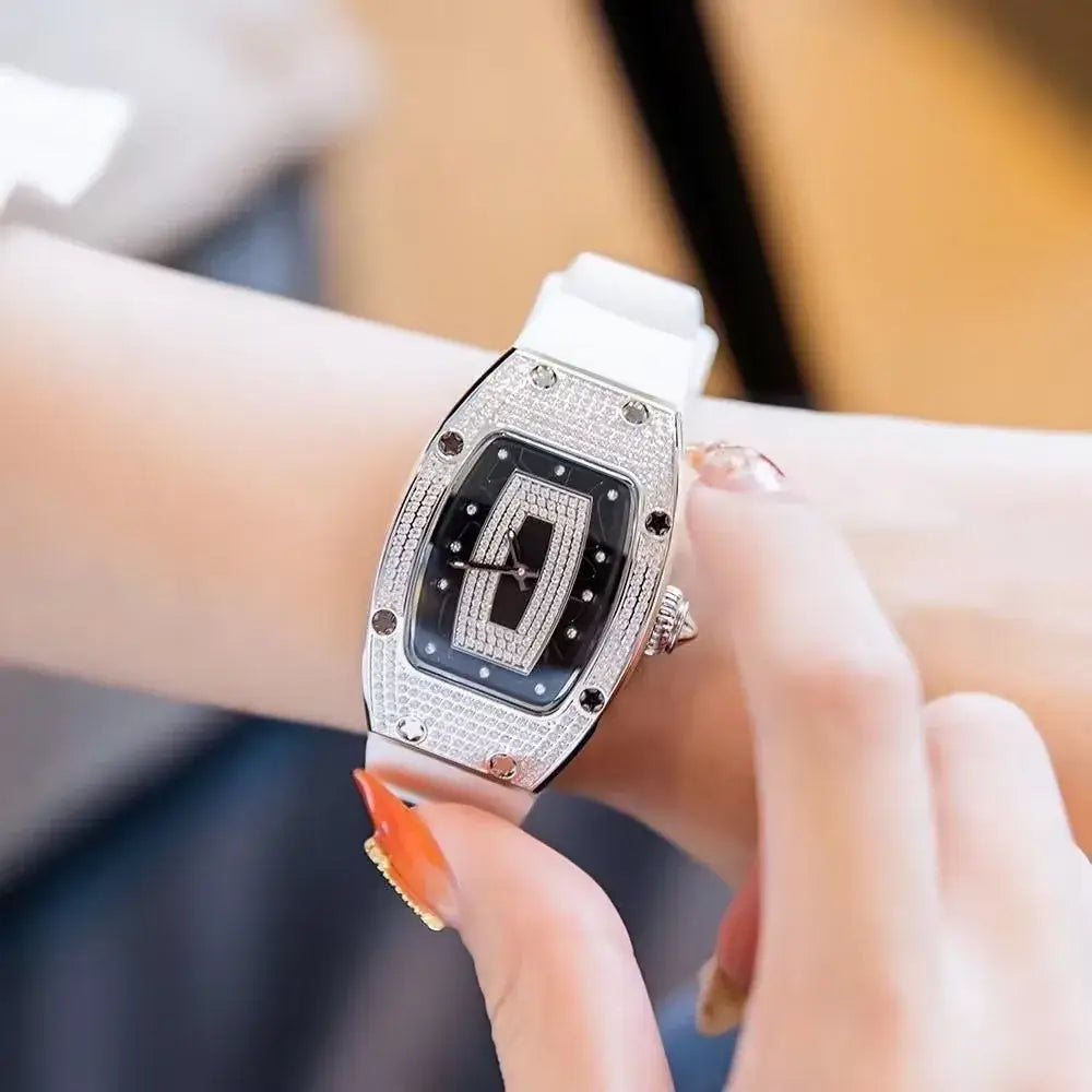 Luxury Tonneau Watches For Woman Crystal Silicone Jelly Quartz Watch⌚️