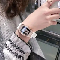 Luxury Tonneau Watches For Woman Crystal Silicone Jelly Quartz Watch⌚️