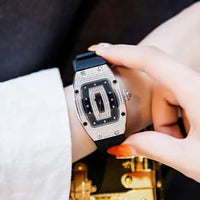 Luxury Tonneau Watches For Woman Crystal Silicone Jelly Quartz Watch⌚️