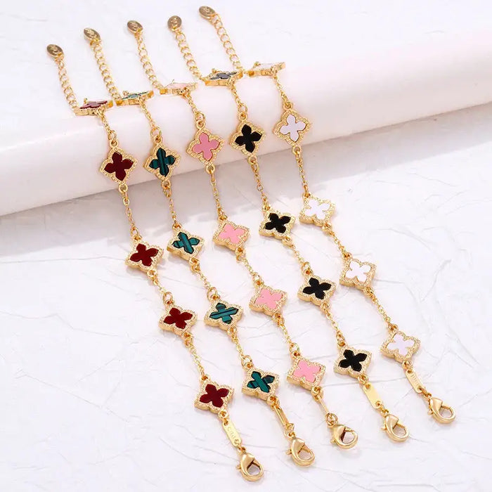 Luxury Vintage Rhinestone Four Leaf Clover Bracelet for Women✨