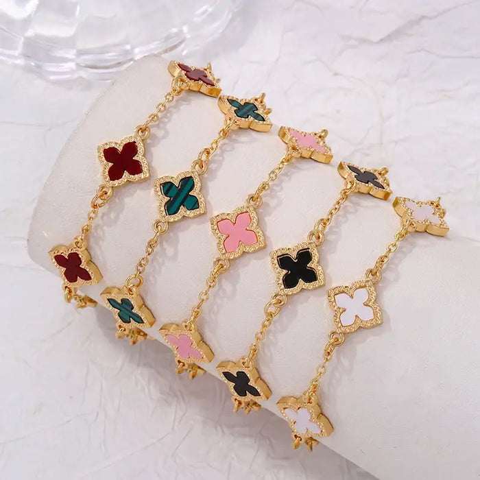 Luxury Vintage Rhinestone Four Leaf Clover Bracelet for Women✨