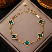 Luxury Vintage Rhinestone Four Leaf Clover Bracelet for Women✨