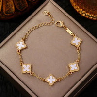Luxury Vintage Rhinestone Four Leaf Clover Bracelet for Women✨