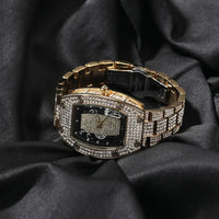 Luxury Watch For Men Black Dial Fashion Fully Iced Out Rhinestones Big Quartz ⌚️