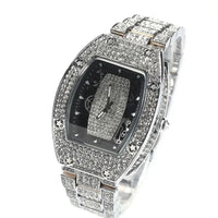 Luxury Watch For Men Black Dial Fashion Fully Iced Out Rhinestones Big Quartz ⌚️