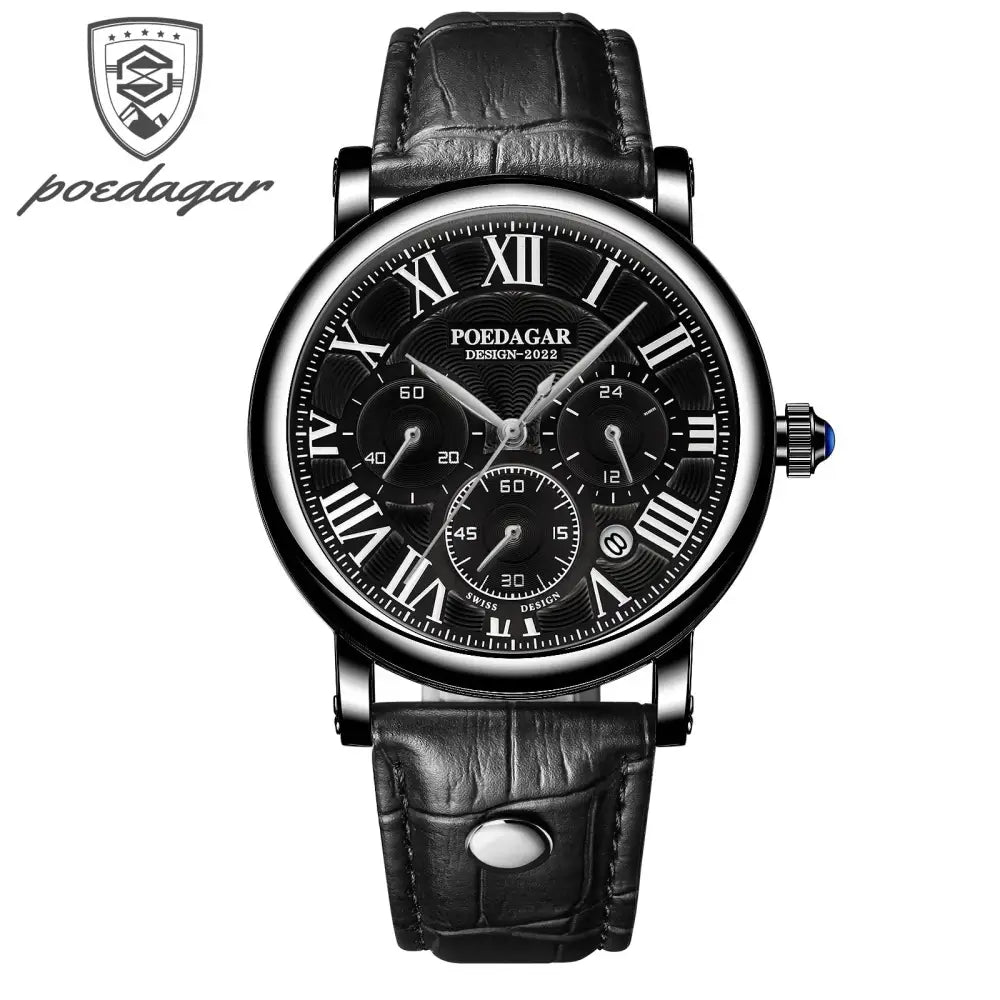 Luxury Watches For Men Chronograph Date Man Quartz Watch Waterproof Leather ⌚️