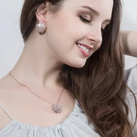 Luxury White Cubic Zirconia Bridal Jewelry Set for Women – Elegant Necklace & Earrings ✨💎