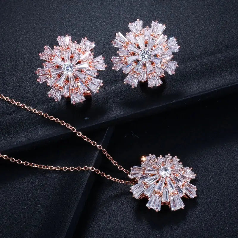 Luxury White Cubic Zirconia Bridal Jewelry Set for Women – Elegant Necklace & Earrings ✨💎