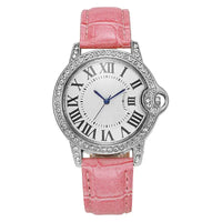Luxury Women's Leather Strap Watch with Diamond Inlay, Water Diamond Wine Barrel ⌚️
