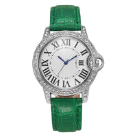 Luxury Women's Leather Strap Watch with Diamond Inlay, Water Diamond Wine Barrel ⌚️