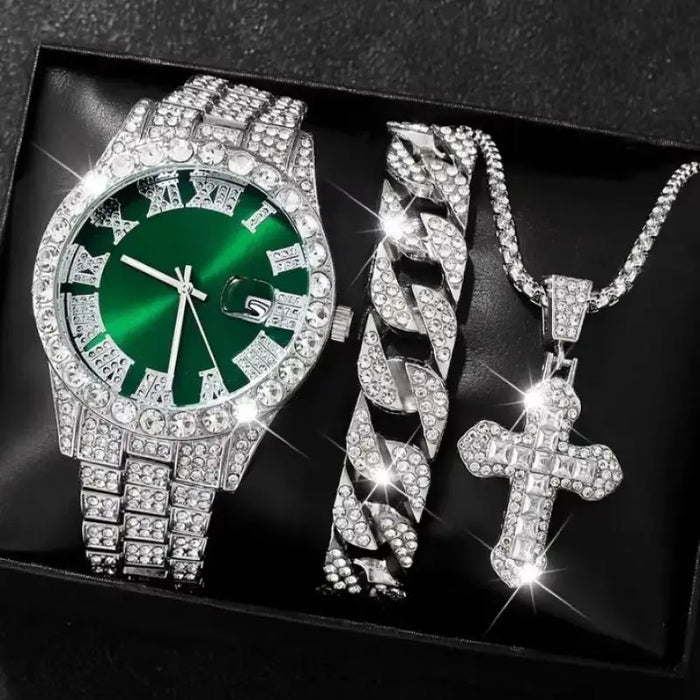 Men's Luxury Watch+ Jewelry SET - Chronograph, Calendar, Day/Date/Day 💎