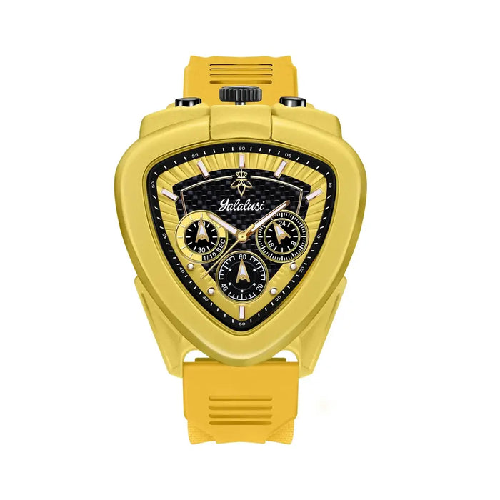 Men's Water-Resistant Quartz Watch with Triangular Dial & Rubber Bracelet ⌚️