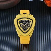 Men's Water-Resistant Quartz Watch with Triangular Dial & Rubber Bracelet ⌚️