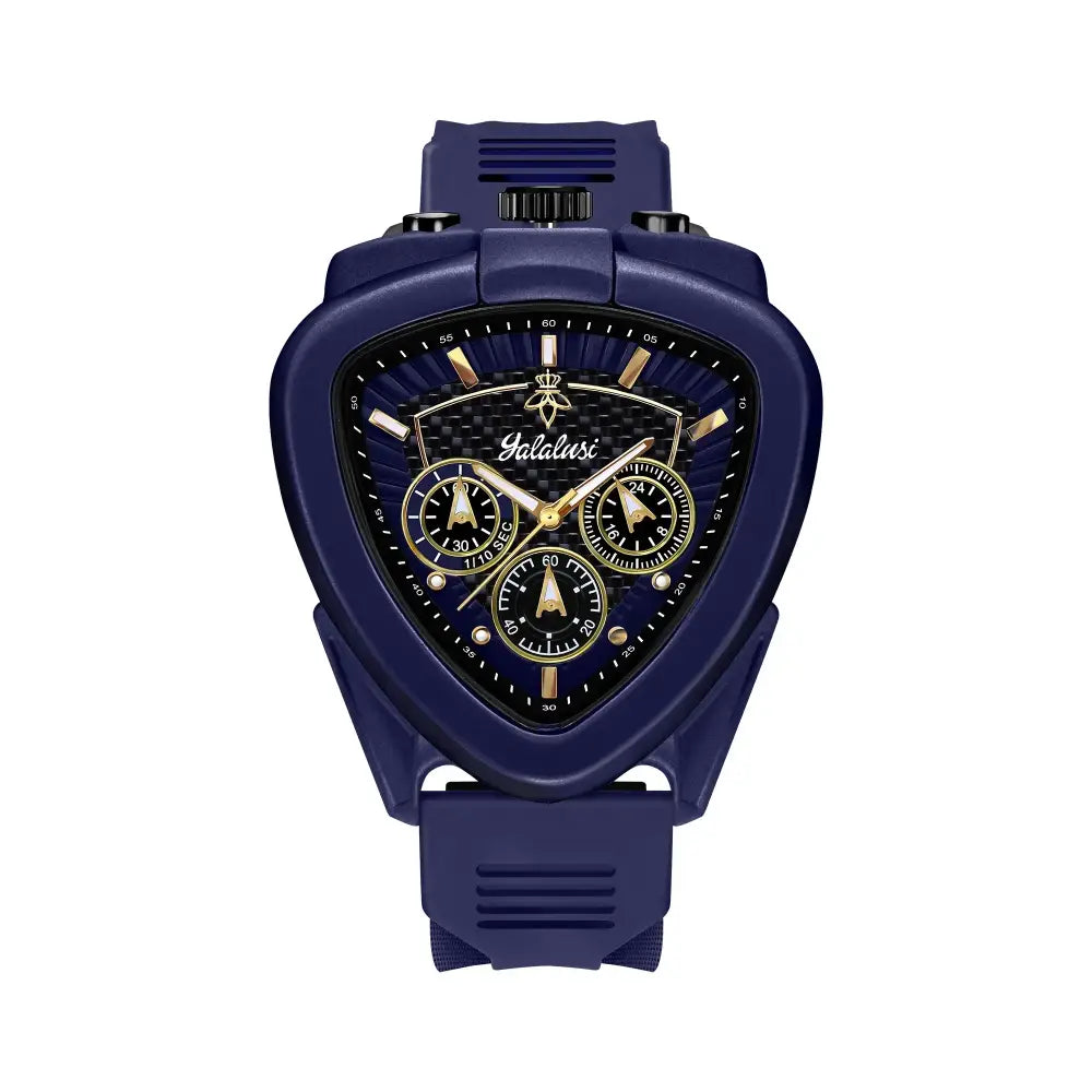 Men's Water-Resistant Quartz Watch with Triangular Dial & Rubber Bracelet ⌚️