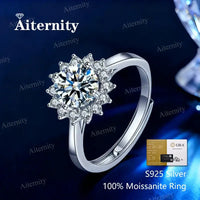 Moissanite Women's Ring Real 925 Sterling Silver D Color Heart-shaped Shining Ring 💍