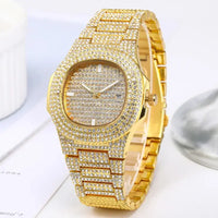 Nautilus Style Luxury Diamond Unisex Watches Hip Hop Calendar Quartz Wristwatches ⏱️