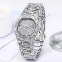 Nautilus Style Luxury Diamond Unisex Watches Hip Hop Calendar Quartz Wristwatches ⏱️