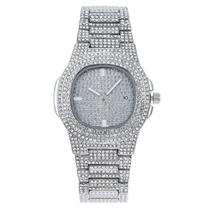 Nautilus Style Luxury Diamond Unisex Watches Hip Hop Calendar Quartz Wristwatches ⏱️
