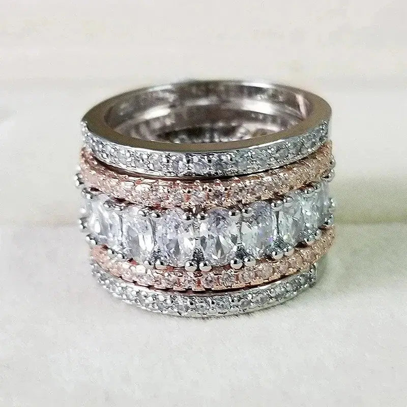 Noble Elegant Wide Rings for Women Chic Bright Fashion Dazzling Cubic Zirconia 💎