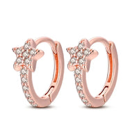 Original 925 Silver Rose Gold Flower Heart Square Loop Earrings Jewelry ✨