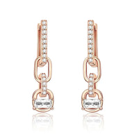 Original 925 Silver Rose Gold Flower Heart Square Loop Earrings Jewelry ✨