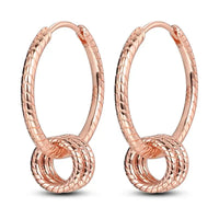 Original 925 Silver Rose Gold Flower Heart Square Loop Earrings Jewelry ✨