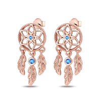 Original 925 Silver Rose Gold Flower Heart Square Loop Earrings Jewelry ✨
