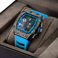 Panda Bamboo Hollow Carving Full Diamond Case Tonneau Quartz Watch ⌚️