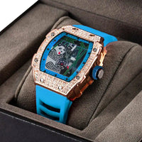 Panda Bamboo Hollow Carving Full Diamond Case Tonneau Quartz Watch ⌚️