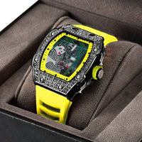 Panda Bamboo Hollow Carving Full Diamond Case Tonneau Quartz Watch ⌚️