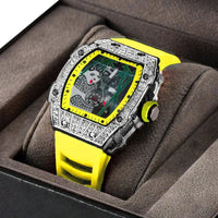 Panda Bamboo Hollow Carving Full Diamond Case Tonneau Quartz Watch ⌚️